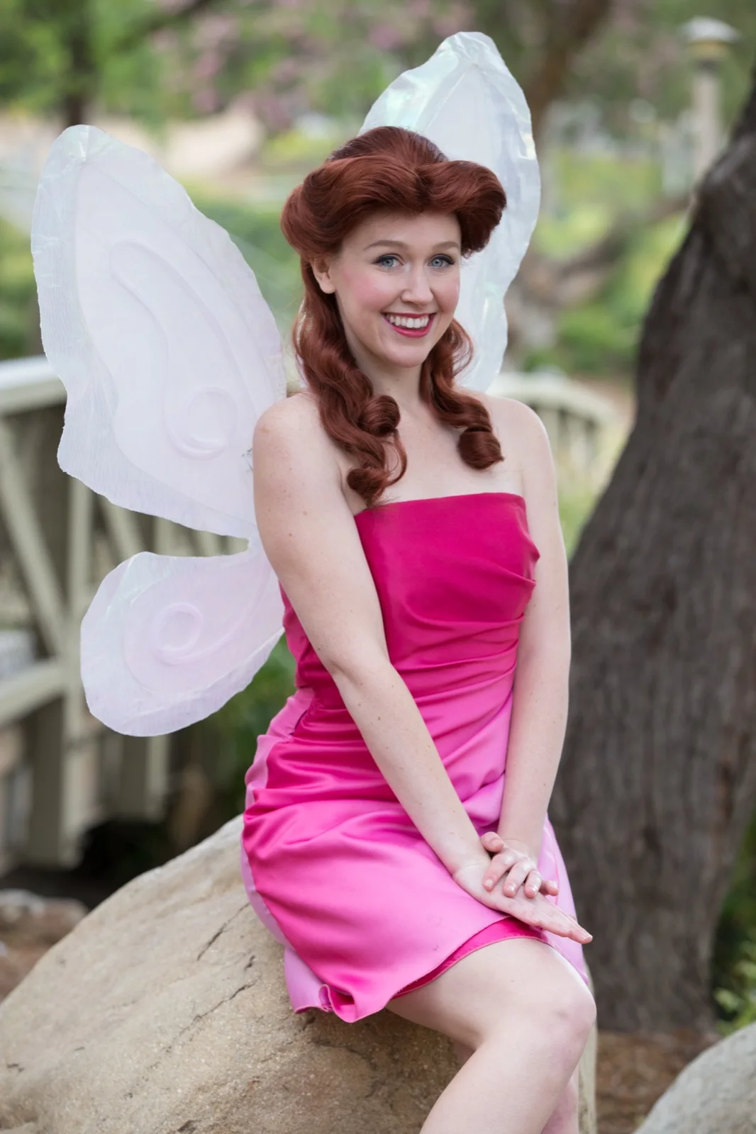 Pink Fairy party character in Austin