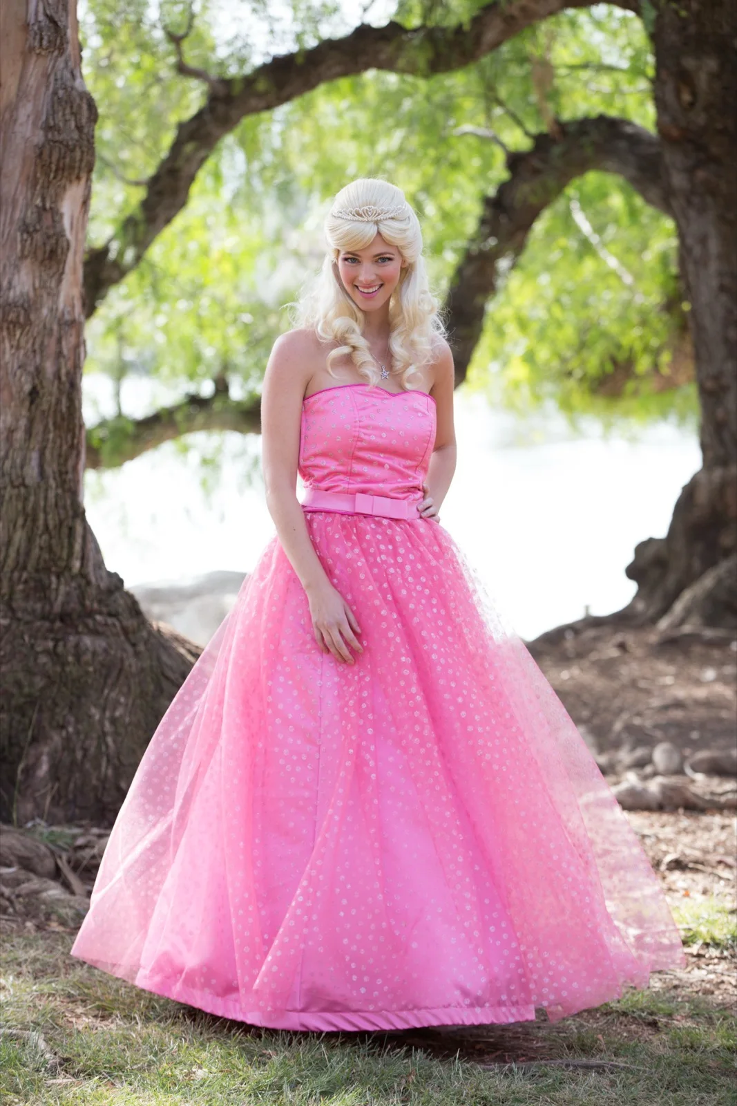 Pink Princess party character in Austin