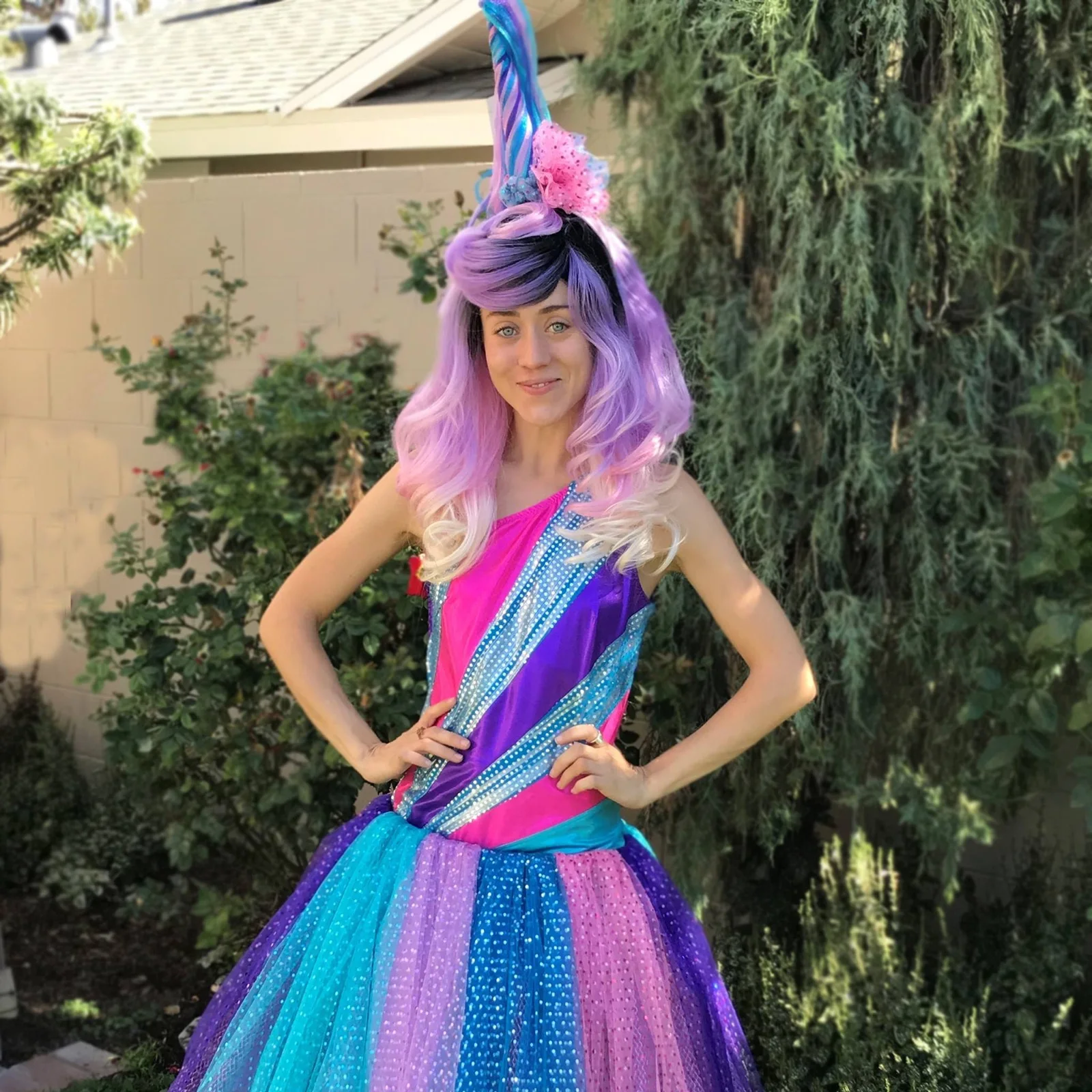 Unicorn Princess party character in Austin